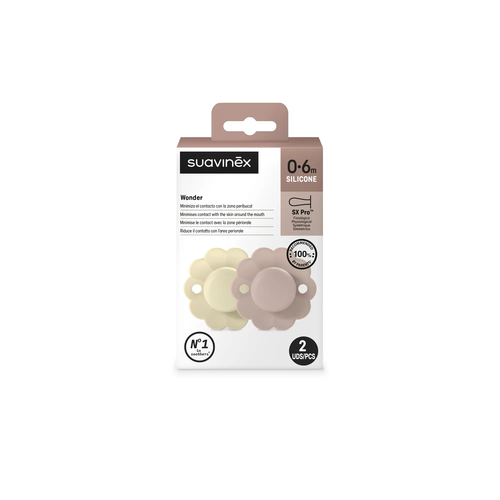 Suzeta fiziologică SX Pro 0–6 luni, 2 Buc - Whitecap Gray / Pale Mauve | Wonder 4