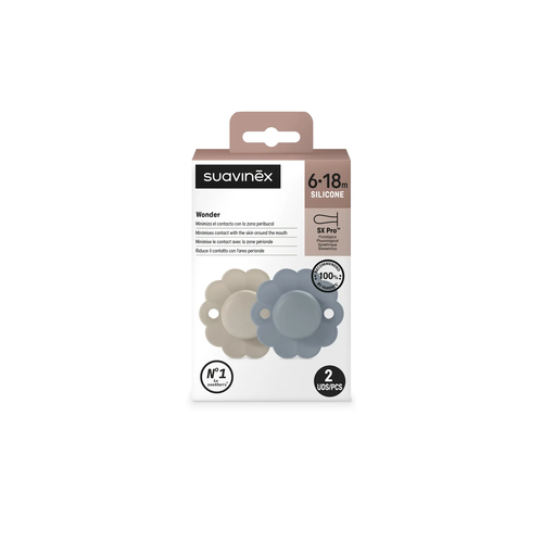 Suzeta fiziologică SX Pro 6–18 luni, 2 Buc - Gray Clouds / Spring Lake | Wonder 3