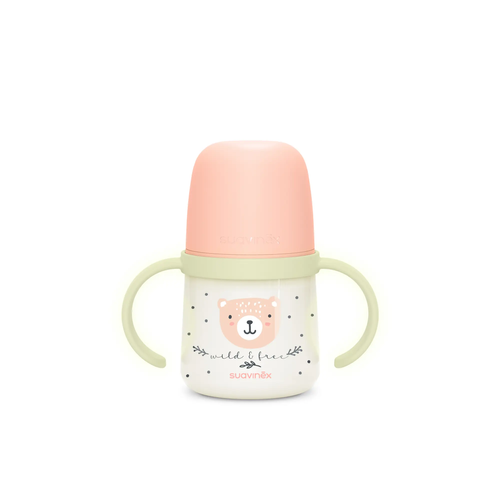 Prima cană a bebelușului - Cană de antrenament cu cioc din silicon și mânere fosforescente, 150 ml - roz |Wild & Free 3