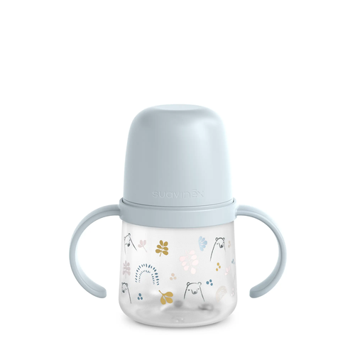 Prima cană a bebelușului - Cană de antrenament cu cioc din silicon, 150 ml - albastu | BEARS 3