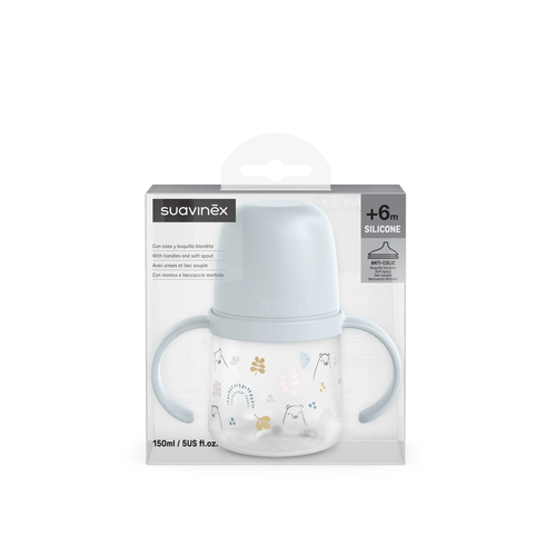 Prima cană a bebelușului - Cană de antrenament cu cioc din silicon, 150 ml - albastu | BEARS 4