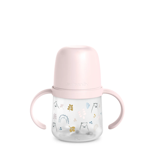 Prima cană a bebelușului - Cană de antrenament cu cioc din silicon, 150 ml - roz |BEARS 3