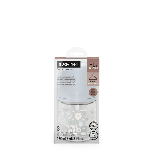 Biberon din sticlă 120 ml SX Pro, debit lent S - liberty albastru | Wonderland 3