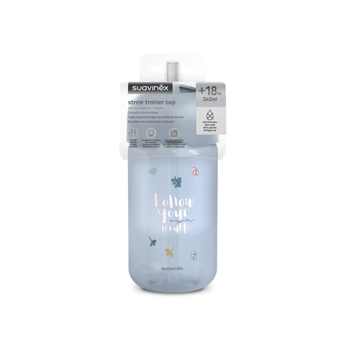 Sticlă cu pai non-spill, 340 ml – albastru | Bears 3