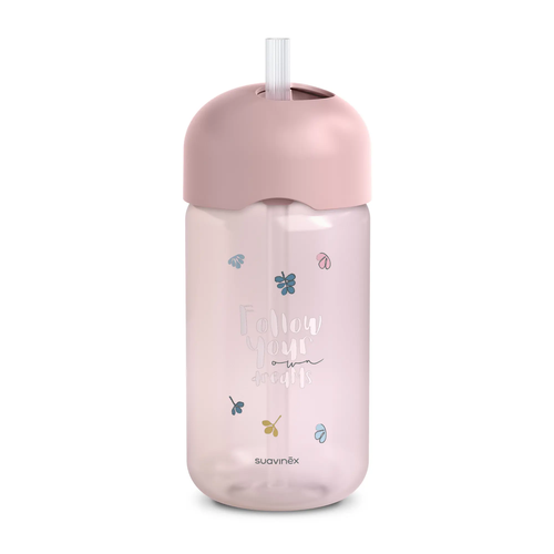 Sticlă cu pai non-spill, 340 ml – roz | Bears 2