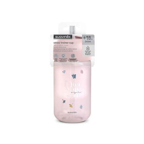 Sticlă cu pai non-spill, 340 ml – roz | Bears 3