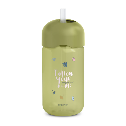Sticlă cu pai non-spill, 340 ml – verde | Bears 2