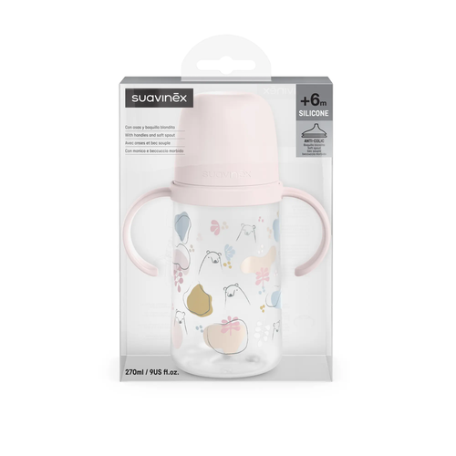 A doua cană a bebelușului – Cană de antrenament cu cioc din silicon, 270 ml - roz | BEARS 4