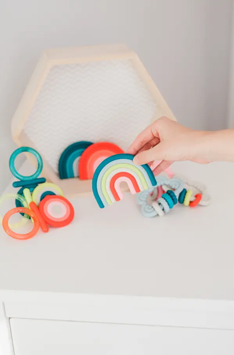 Jucărie pentru dentiție din silicon – Rainbow, albastru 3