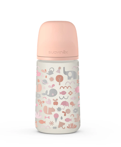 Set cadou Biberon 270ml, Suzetă 0–6 luni, Clips – roz | Memories 2