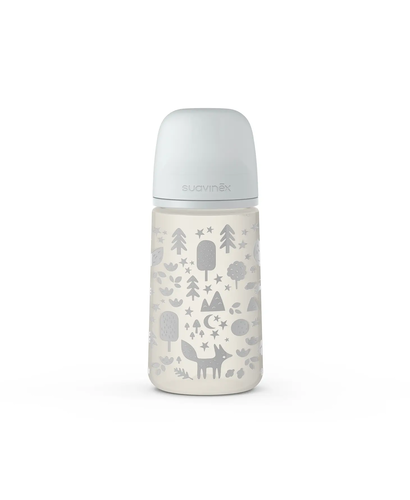 Set cadou biberon 150 ml și 270 ml, suzetă 0–6 luni, clips –  Gri | Fox 3