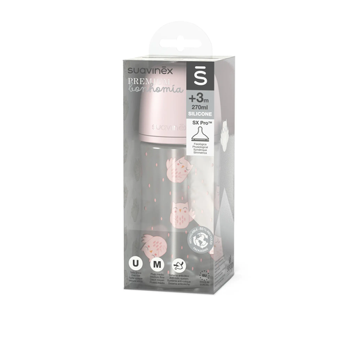 Biberon 270 ml SX Pro, debit mediu M - roz | Bonhomia 3