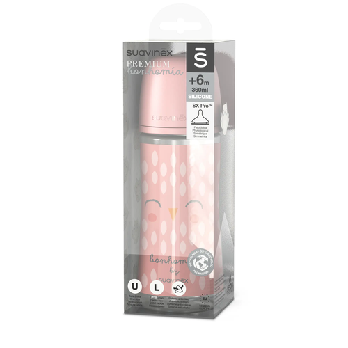 Biberon 360 ml SX Pro, debit dens L - roz | Bonhomia 3