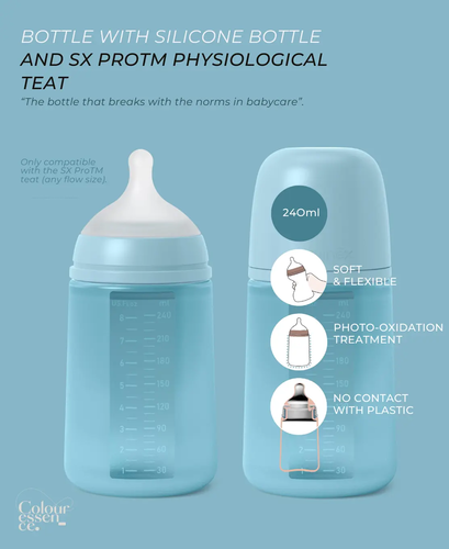 Biberon din silicon SX Pro 240 ml, debit mediu – transparentă | Colour Essence 4