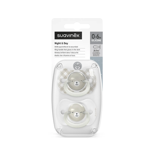 Suzetă fiziologică SX Pro fosforescentă, 0–6 luni, 2 buc. – bej | Wild & Free 8