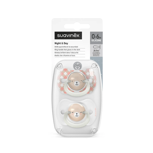 Suzetă fiziologică SX Pro fosforescentă, 0–6 luni, 2 buc. – roz | Wild & Free 8