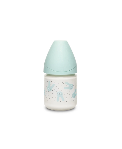 Biberon din sticlă 120 ml, debit lent – Iepuraș mentă | Hygge Baby 2