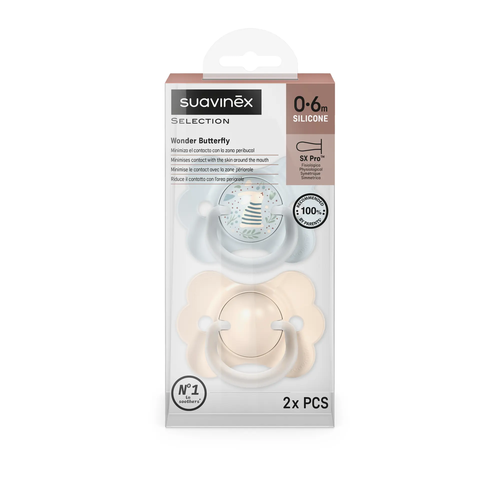 Suzeta fiziologică SX Pro 0–6 luni – fluture bej/albastru | WONDERLAND 5