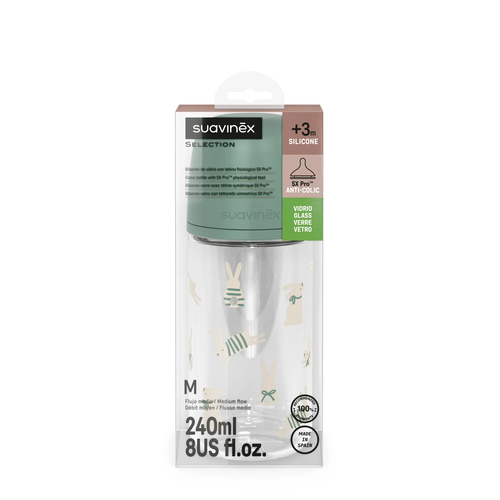 Biberon din sticlă 120 ml SX Pro, debit lent S - liberty verde| Wonderland 3