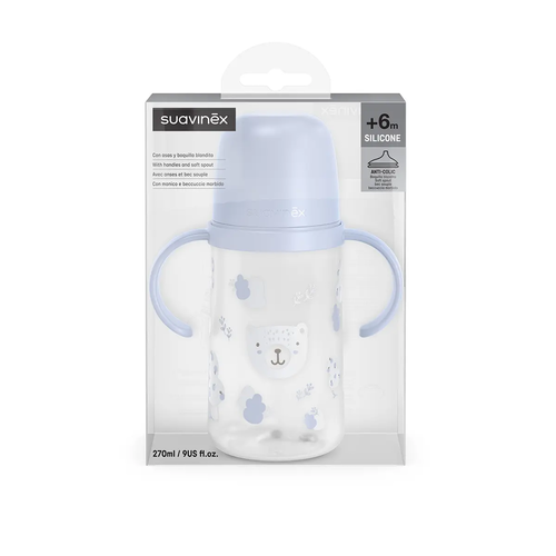 A doua cană a bebelușului – Cană de antrenament cu cioc din silicon, 270 ml - albastru | BEARS 5