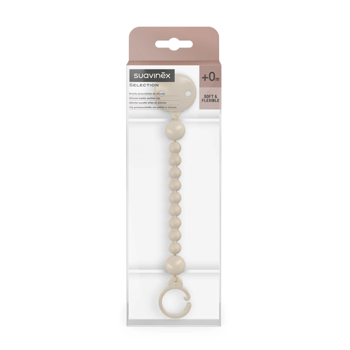 Lănțișor clip din silicon pentru suzetă – bej | Colour Essence 2