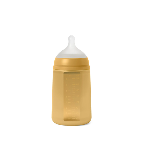 Biberon din silicon SX Pro 240ml, debit mediu - galben muștar | Colour Essence 2