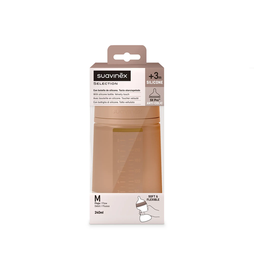 Biberon din silicon SX Pro 240ml, debit mediu - ROSU CĂRĂMIDĂ | Colour Essence 3