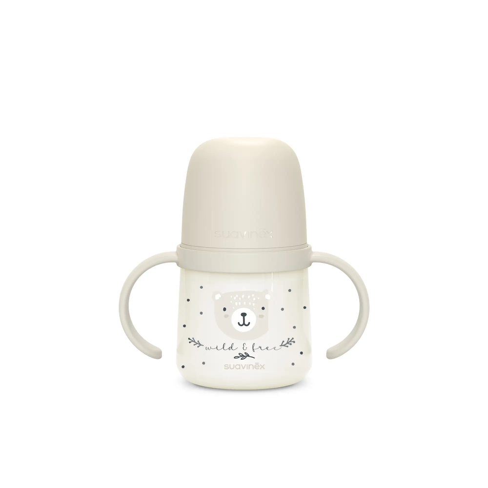 Prima cană a bebelușului - Cană de antrenament cu cioc din silicon și mânere fosforescente, 150 ml - vanilie |Wild & Free 1
