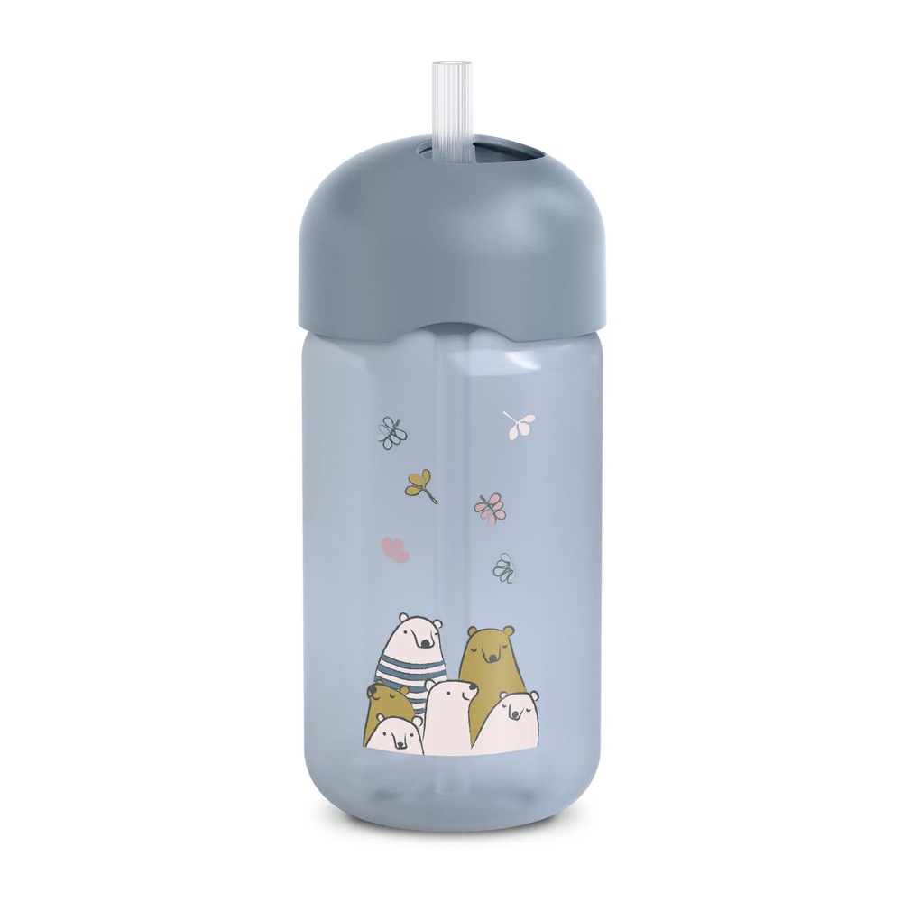 Sticlă cu pai non-spill, 340 ml – albastru | Bears 1