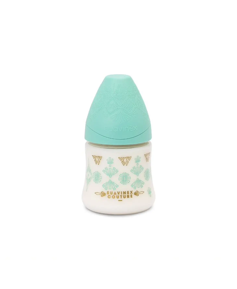 Biberon Premium 150 ml, debit lent, tetină rotundă – verde | Haute Couture 1