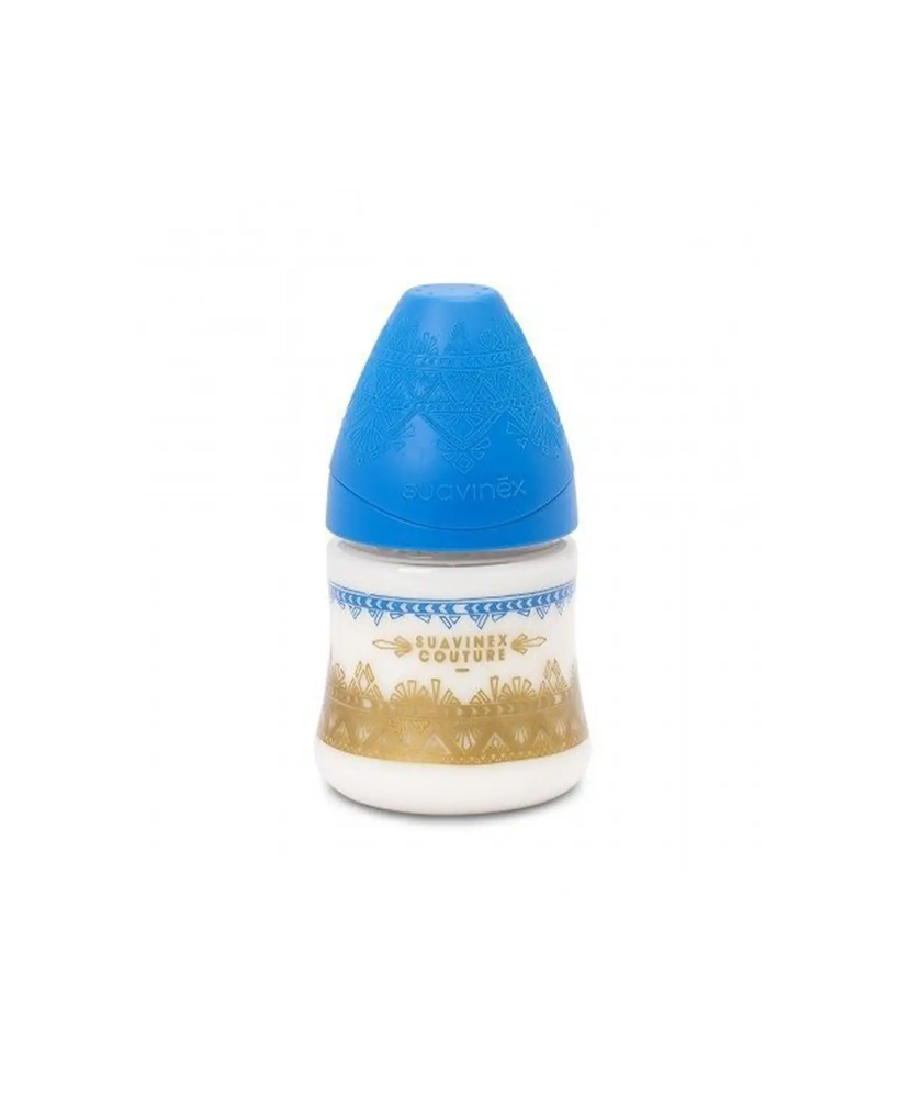 Biberon Premium 150 ml, debit lent, tetină rotundă – albastru închis | Haute Couture 1