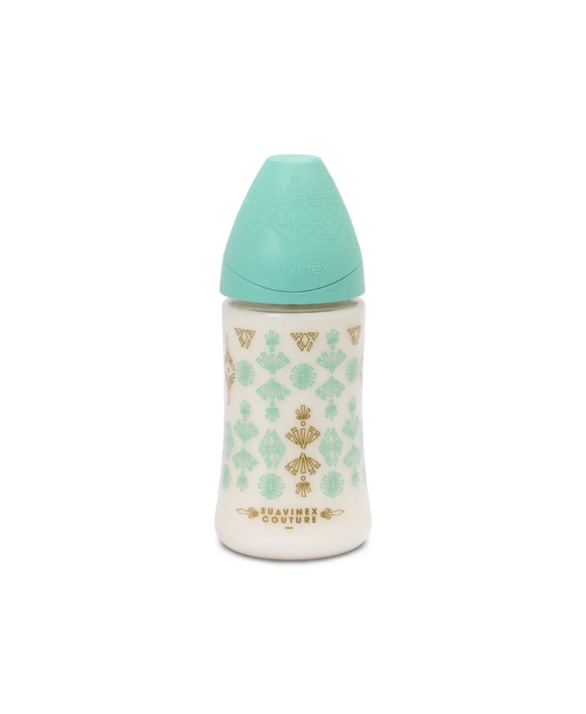 Biberon Premium 270 ml, 3 debite, tetină rotundă – Verde | Haute Couture 1