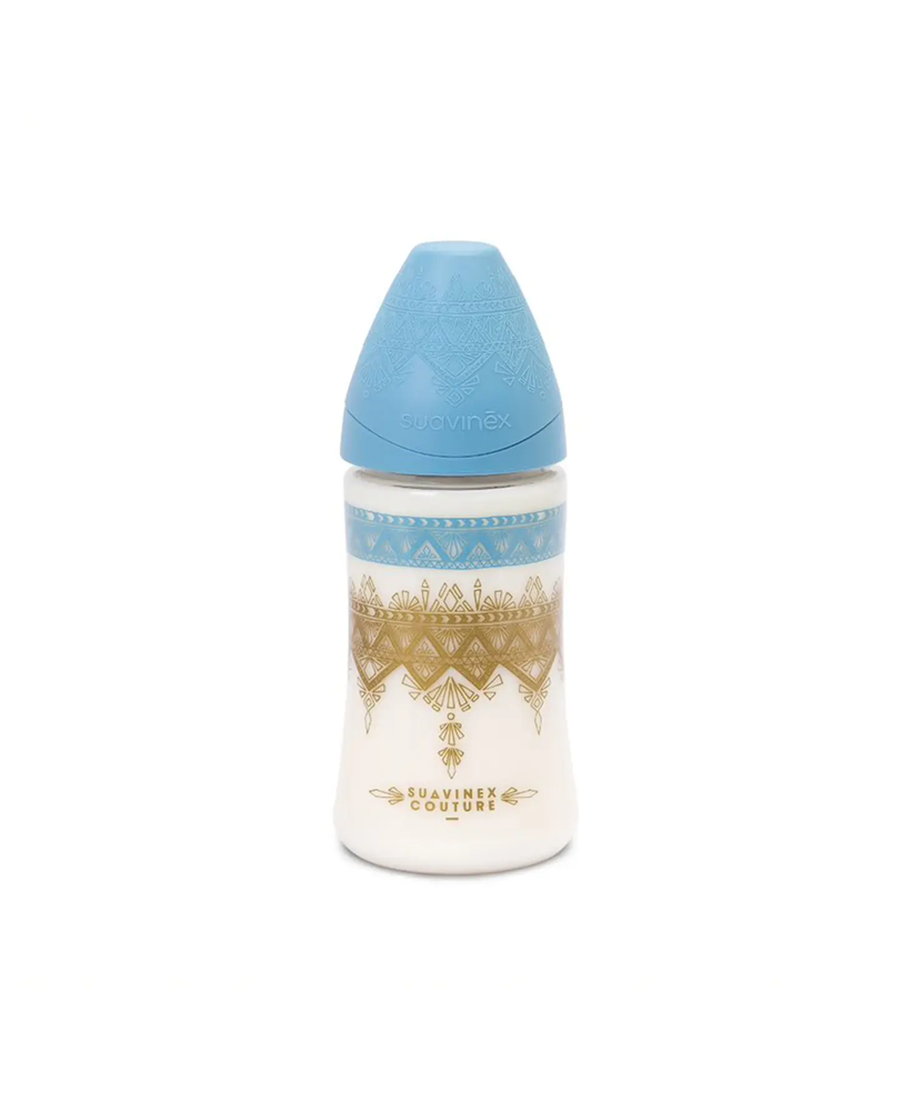 Biberon Premium 270 ml, 3 debite, tetină rotundă – albastru | Haute Couture 1