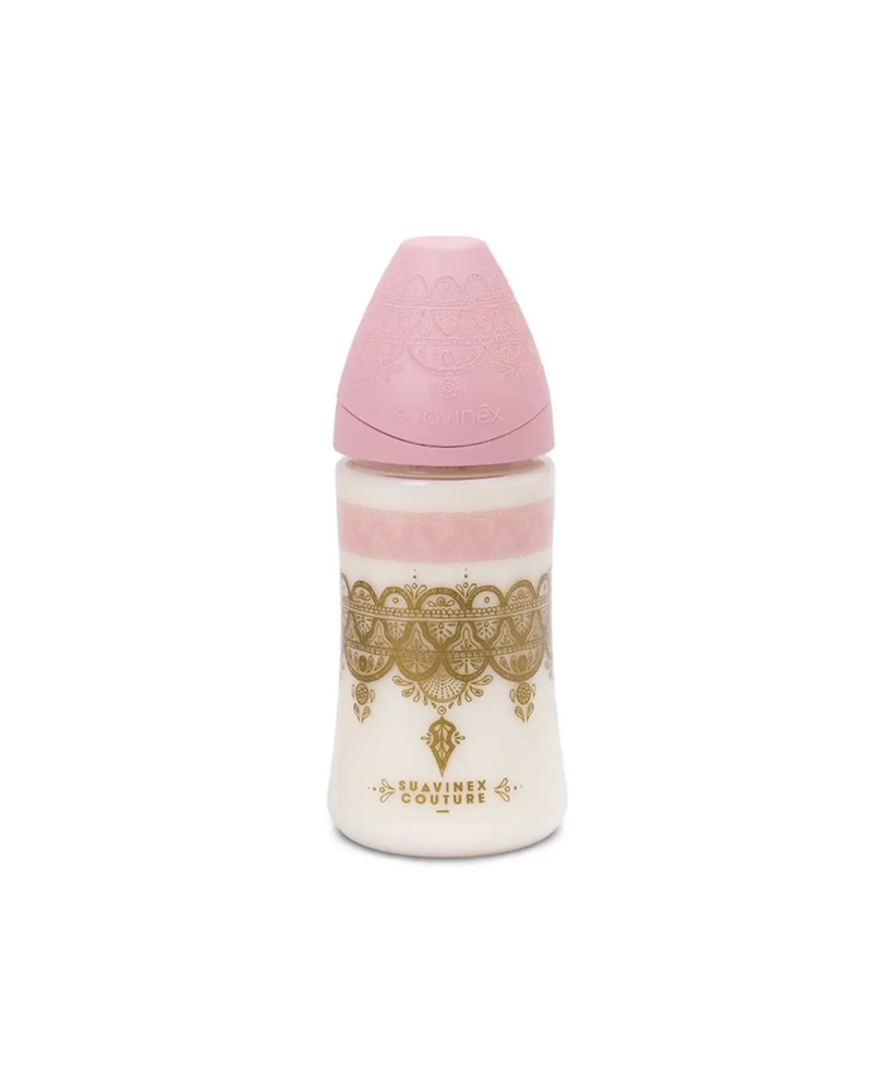 Biberon Premium 270 ml, 3 debite, tetină rotundă – roz | Haute Couture 1