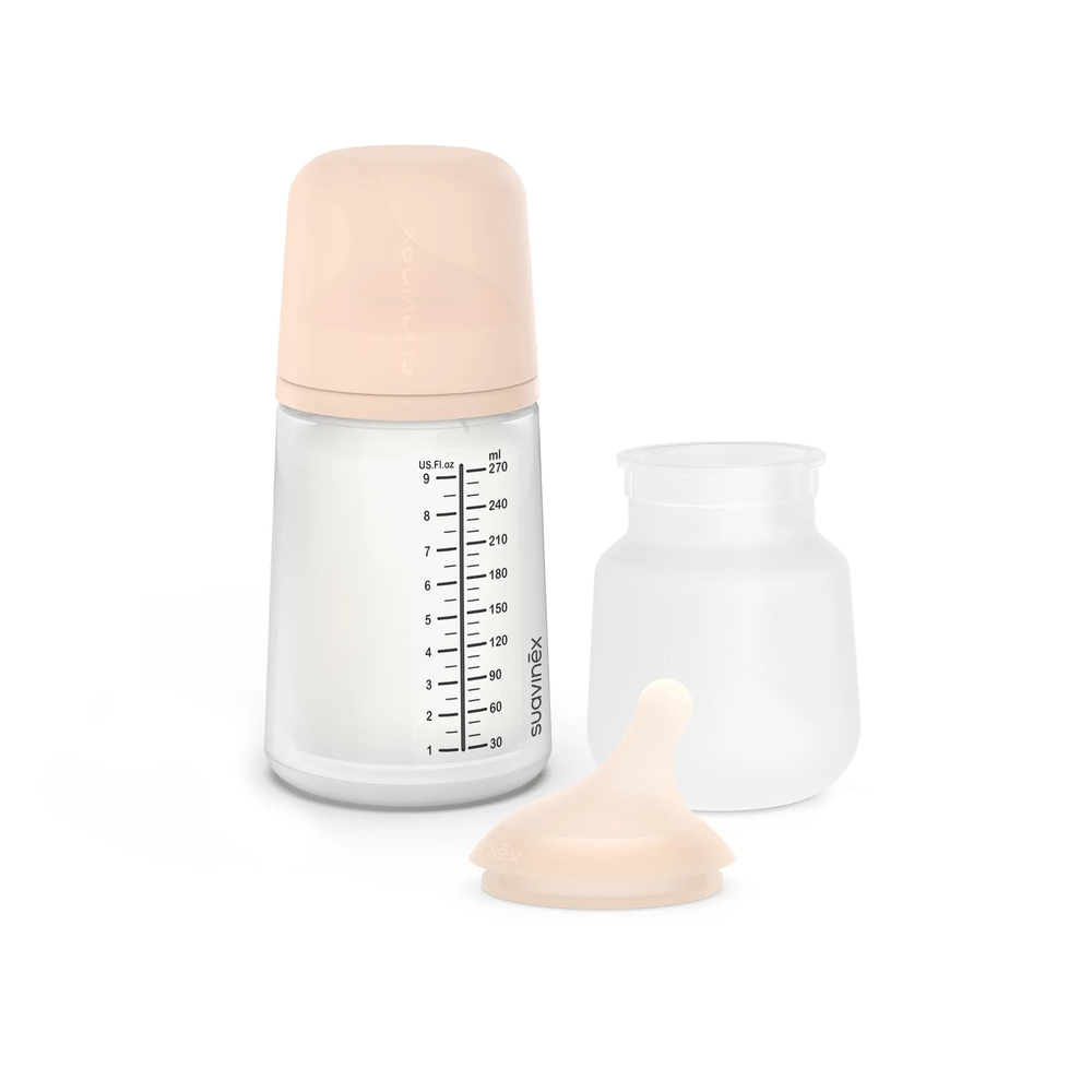 Kit de start Zero.Zero cu biberon 270 ml, tetină debit mediu (M) și sac de silicon  - FAIR | ZERO ZERO 1