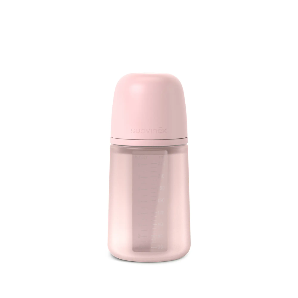 Biberon din silicon SX Pro 240 ml, debit mediu – roz | Colour Essence 1