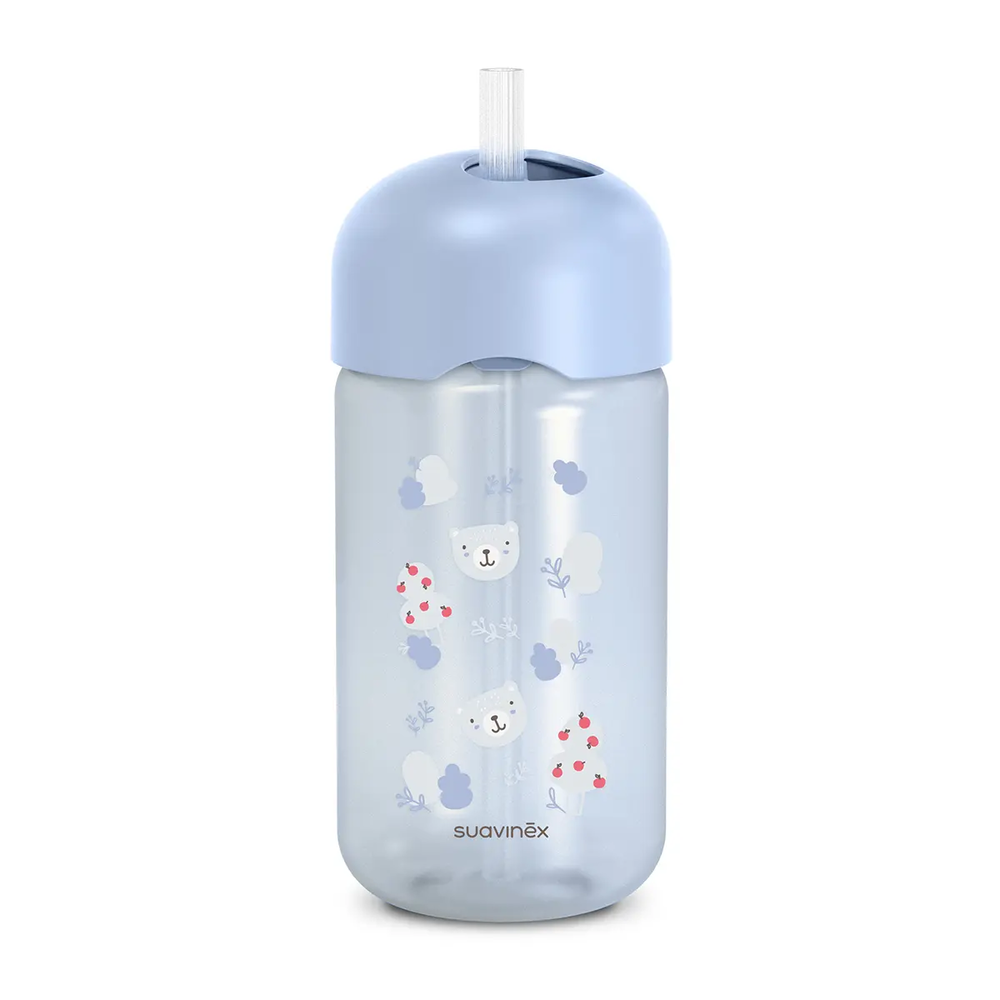 Sticlă cu pai non-spill, 340 ml – albastru | Bears 1
