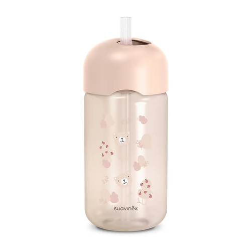 Sticlă cu pai non-spill, 340 ml – roz | Bears 1